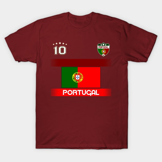 Portugal Soccer with Portugal flag and number 10 T-Shirt by ferms82